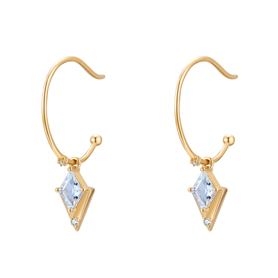 原创小众海蓝宝钻石18k金耳环
