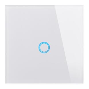 86型触摸开关一开单钢化玻璃面板外贸黑白灰墙壁感应开关带指示灯