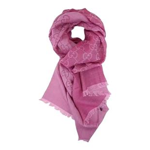 香港直邮GUCCI古驰男女同款围巾双G流苏羊毛绒线围巾披肩柔软舒适