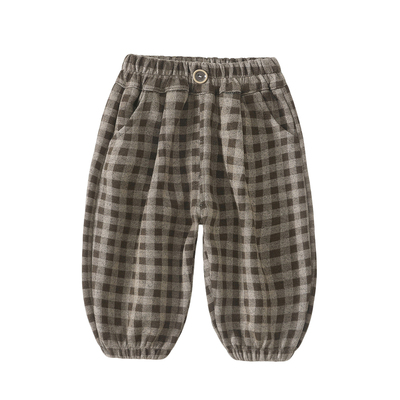男女宝宝春秋休闲裤童裤长裤儿童小童休闲宽松卫裤灯笼裤格子裤