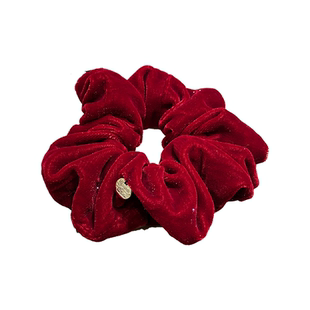 新年红色丝绒大肠发圈女秋冬绑头发扎低马尾头绳2025新款高级感