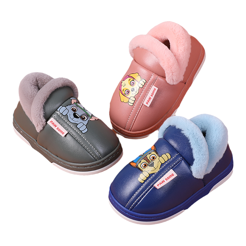 汪汪队儿童毛毛棉鞋保暖宝宝室内棉拖鞋包跟男童女童居家防滑防水