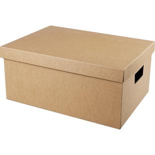 牛皮纸质收纳箱超硬搬家带盖离职文件档案装书零食储物盒整理箱子