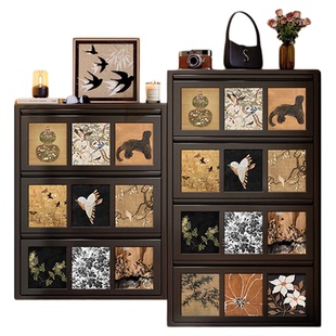 中古风入户门15cm极窄款鞋柜家用门口一体靠墙玄关钢制超薄收纳柜