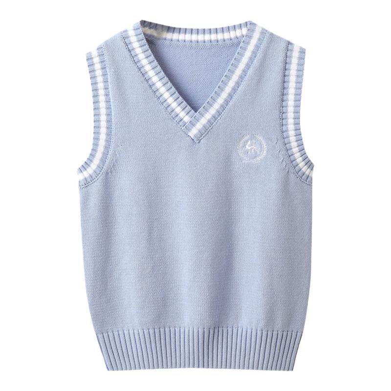 儿童毛衣马甲男童女童针织背心儿童款小学生绿色毛线学校校服马夹