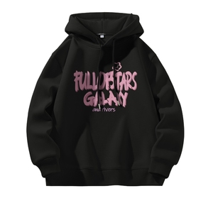 GV真维斯黑色卫衣男连帽春秋款重磅美式外套男款宽松简约套头衫A