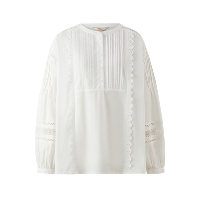 ELAND圆领半开襟长袖衬衫女