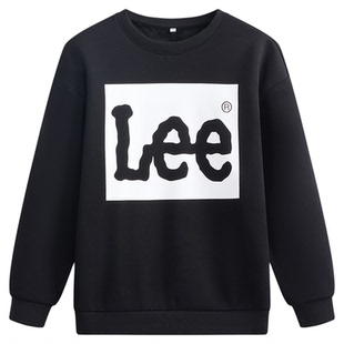 Lee kids儿童加绒圆领卫衣秋冬新款保暖时尚百搭男童女童宽松上衣