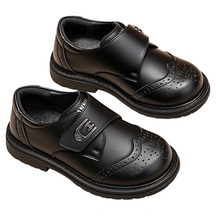 安奈儿新款软底男童夏季童鞋百搭休闲风合成革皮鞋魔术贴儿童鞋子