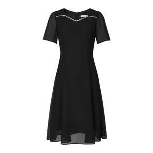 【盈动绽放】珂莱蒂尔2025年夏季新款优雅连衣裙女拼接气质中长裙