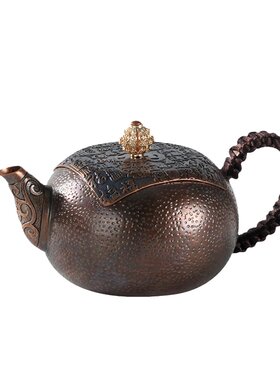 手工锤纹紫铜泡茶西施壶茶具套装
