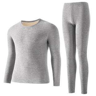 保暖内衣男士加厚加绒秋衣秋裤套装德绒男款发热羊羔绒棉毛衫冬季