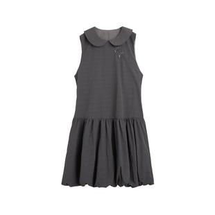 紫涵新中式翻领斜襟盘扣连衣裙女春秋季新款甜美休闲无袖花苞短裙