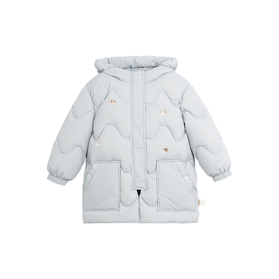 whitewheat长款刺绣长款羽绒外套