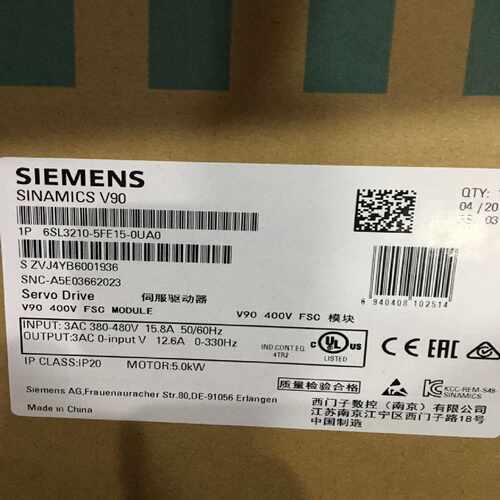 议价6SL3210-5FE15-0UA0西门子V90伺服驱动器6SL32105FE150UA0