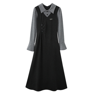 不晚法式复古针织连衣裙高级感女秋冬季新款冷淡系独特别致裙子夏