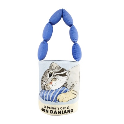 兔狲雪豹藏狐猞猁小蛰小芒手绘动物休闲帆布包时尚斜跨水桶包