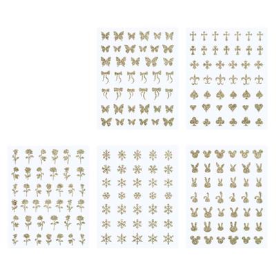 美甲贴纸爆闪碎钻香槟色蝴蝶结