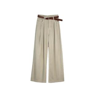 one more2025年文墨浅色职场工装裤女冬季时尚休闲裤百搭老爹韩版