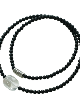 黑玛瑙白水晶锁骨链项链女款