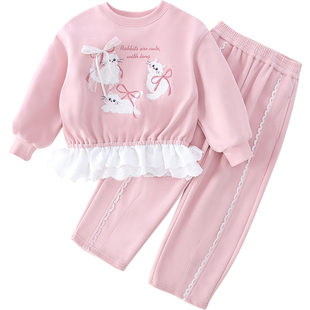 女童套装春装2026新款运动芭蕾风儿童卫衣卫裤两件套女孩休闲套装