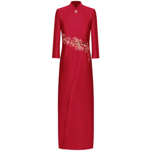 多丽琦喜婆婆高端婚宴装中袖敬酒服平时可穿改良版旗袍连衣裙新款