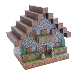 村民乡村图书馆传送门我的世界岩浆方块纸模型3d立体手工摆件场景