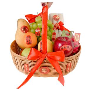 寿宴祝寿水果礼篮老人生日长寿面空手提篮子红色喜庆长辈贺寿礼盒