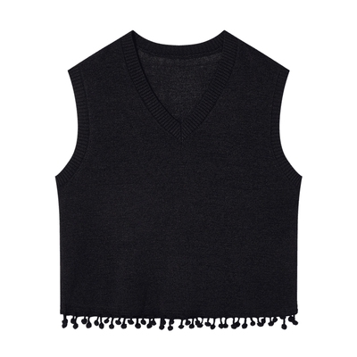 知识分子|MSLAN简约V领流苏背心