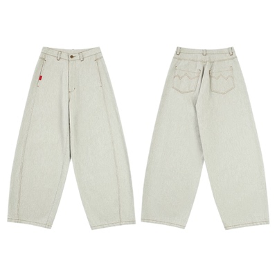 warmtrees轻薄亲肤弯刀牛仔长裤男女款（柏拉图灰）舒适宽松长裤