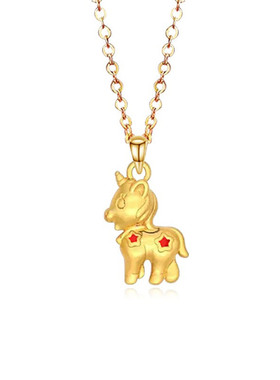儿童金色独角兽项链新年礼物