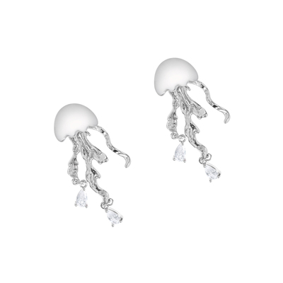原创甜酷水母耳环925银针