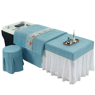 洗头床罩三件套高档棉麻轻奢美容院理发店专用推拿按摩泰式头疗套