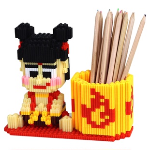 哪吒积木敖丙笔筒玩具儿童学生礼品小颗粒手工礼物女生6-12岁男孩