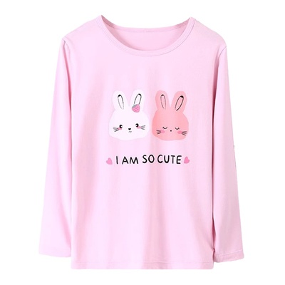 2件装薄款纯棉A类女童秋衣打底衫