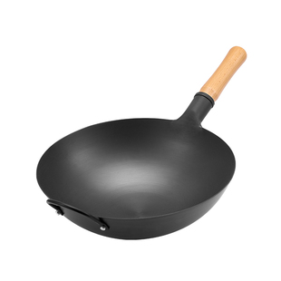 王源吉熟铁锅家用炒菜锅无涂层不粘锅电磁炉专用大铁锅厨师锅炒锅