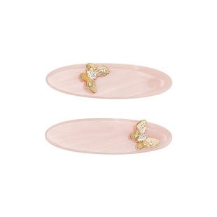 SHINE萱子饰品海棠系列优雅蝴蝶边夹一字夹气质碎发夹早春配色