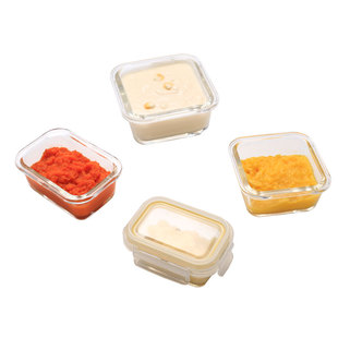 无铅玻璃饭盒辅食盒食品留样小饭盒可微波带盖耐热大保鲜盒