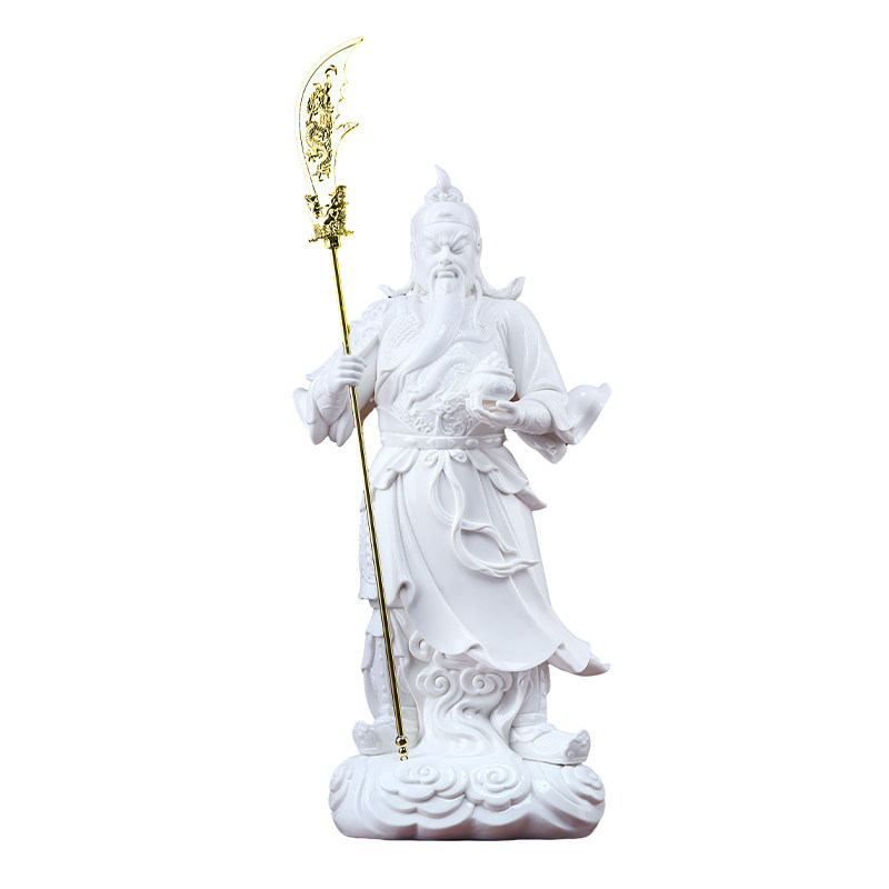 陶瓷关羽关二爷神像家用客厅摆件