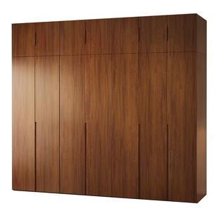 实木橡木衣柜家用卧室平开门胡桃色小户型挂衣橱2025爆款大衣柜子