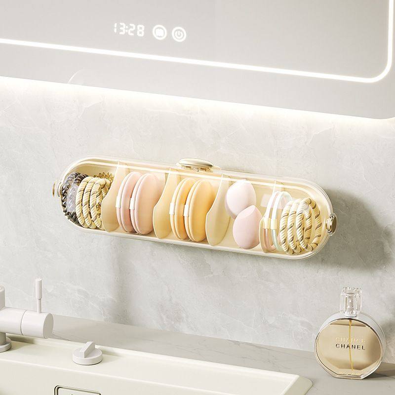 一座一忘美妆蛋防尘卫生间收纳盒置物架收纳粉扑壁挂式气垫化妆棉
