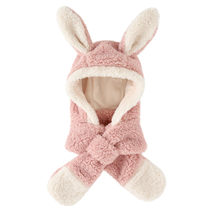 尼多熊儿童帽子围巾一体宝宝毛绒防风护耳帽男女童新款帽子保暖冬