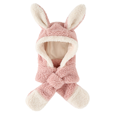 尼多熊儿童帽子围脖一体式毛绒帽