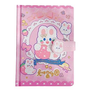 2024年新款可爱手账本女孩儿童高颜值好看的女生笔记本本子手账本空白内页a6迷你彩页ins风粉色磁扣本可平摊