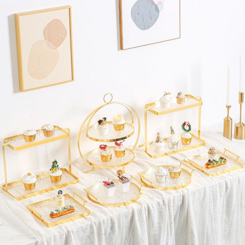 轻奢亚克力甜品台蛋糕展示托盘下午茶点心架冷餐茶歇摆台开业聚会