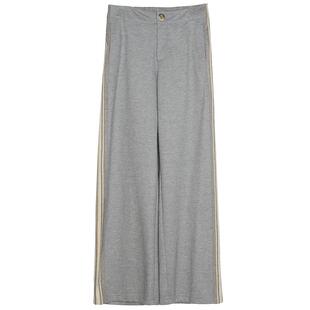 谜底休闲阔腿裤女春新款时尚侧边拼接百搭宽松长裤241MK0106