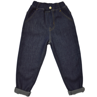 男童加绒牛仔小脚裤子韩版2025冬季加一体绒小中童男孩儿童长裤潮