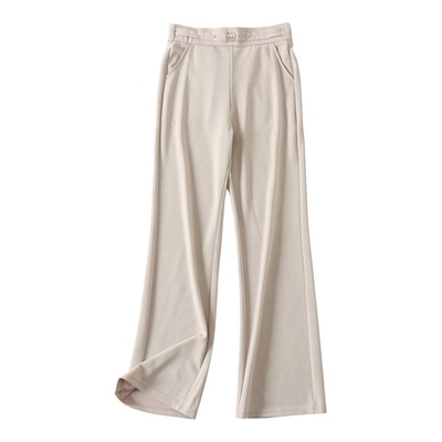 垂坠免烫凉感极简高腰西装喇叭裤