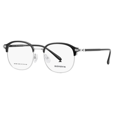 SEROVA施洛华日系复古半框近视眼镜男款钛商务可配度数镜片 SC759