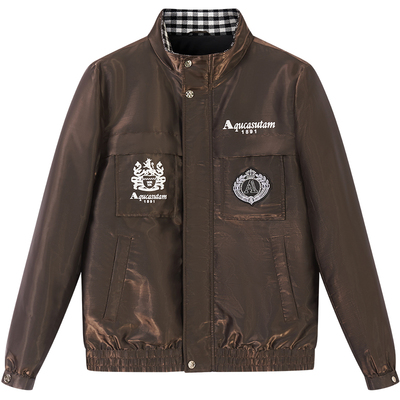 高级感炸街痞帅字母印花亮面外套